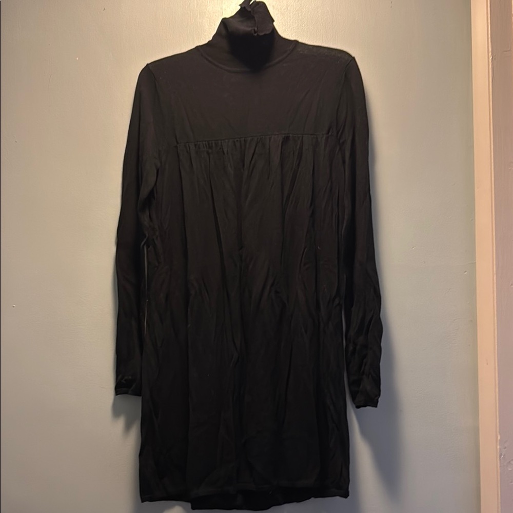 Moda International Black Ribbed Turtleneck Sweater Dress